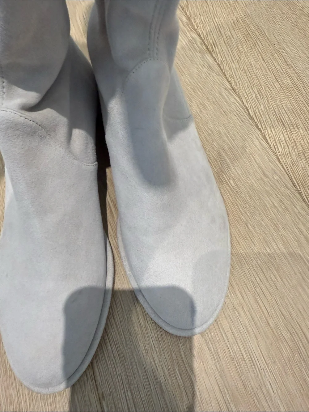 Stuart Weitzman Over-the-Knee Suede Boots in Pale Gray